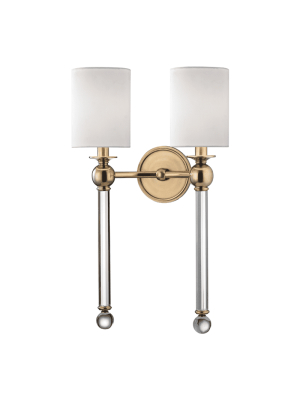 Gordon 2 Light Wall Sconce Aged Brass