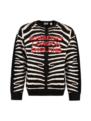 Burberry Logo Zebra Jacquard Sweater