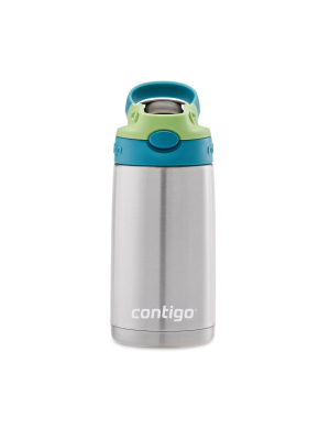 Contigo 13oz Stainless Steel Kids Autospout Water Bottle Green/blue