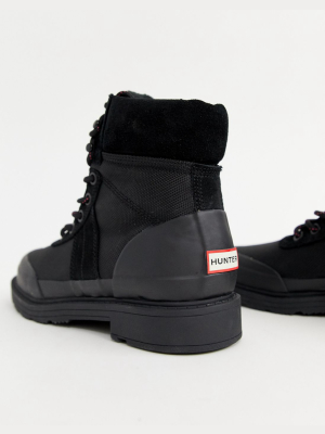 Hunter Insulated Black Leather Hiker Boots