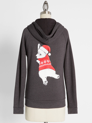 Christmas Corgi Zip-up Hoodie