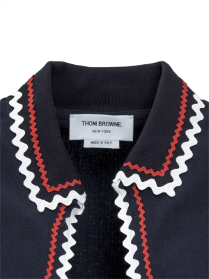 Thom Browne Zig Zag Trim Short Sleeve Cardigan