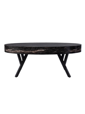 Masnan Faux Marble Cocktail Table Black - Aiden Lane