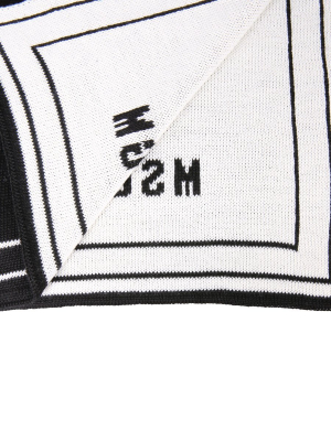 Msgm Inferno Logo Intarsia Knitted Scarf