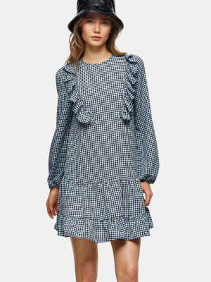 Blue Ruffle Chuck On Mini Dress