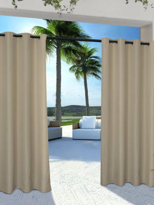 Set Of 2 96"x54" Solid Cabana Grommet Top Light Filtering Curtain Panel Taupe - Exclusive Home