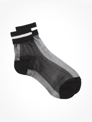 Memoi Sheer Striped Ankle Sock