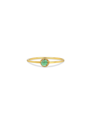 Petite Crown Bezel Emerald Ring