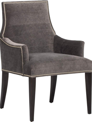 Oliver Arm Chair, Valhalla Pewter, Pewter Nailheads