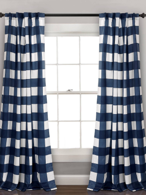 Set Of 2 (84"x52") Kelly Checker Room Darkening Window Curtain Panels - Lush Décor