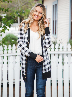 Vivian Cardigan - White Plaid