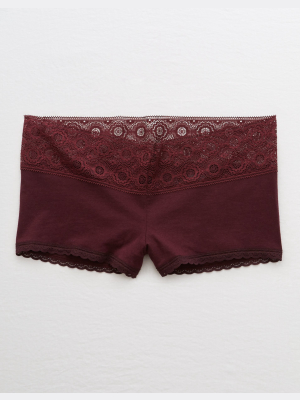 Aerie Cotton Lace Trim Boyshort Underwear