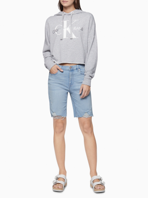 Light Wash Denim High Rise Bermuda Shorts