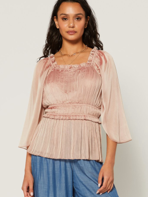 Square Neck Ruffle Blouse