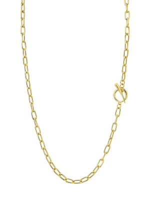 Baby Rectangular Link Chain Necklace With Tusk Clasp