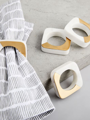 Marble & Brass Napkin Rings (set Of 4)