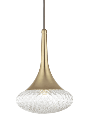 Bella 1 Light "d" Pendant - Aged Brass