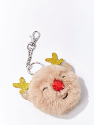 Reindeer Pom Pom Keychain