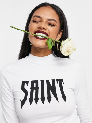 Asos Design Halloween T-shirt With Saint Motif