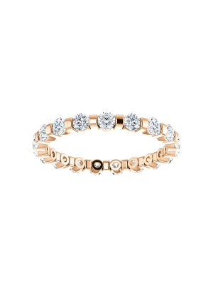 Pompeii3 1 Ct Diamond Bar Set Eternity Wedding Ring In 14k Rose Gold