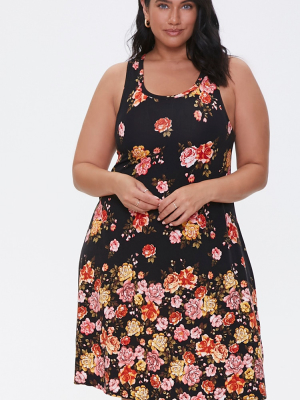 Plus Size Floral Print Dress