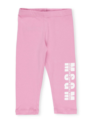 Msgm Kids Logo Print Leggings