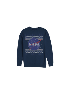 Men's Nasa Ugly Christmas Logo Print Sweatshirt