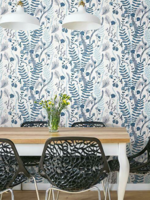 Verso Peel & Stick Wallpaper In Blue And White By Roommates For York Wallcoverings