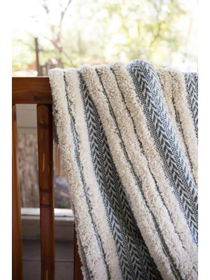 Loloi Magnolia Home Colleen Throw - Blue And Ivory