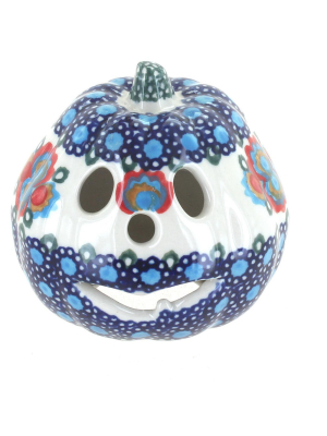 Blue Rose Polish Pottery Verona Small Pumpkin Luminary