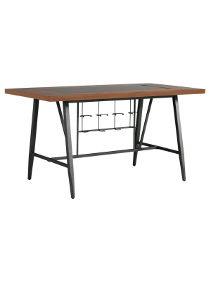 Saroyan Glass Top Counter Height Wood & Metal Table - Graphite - Inspire Q