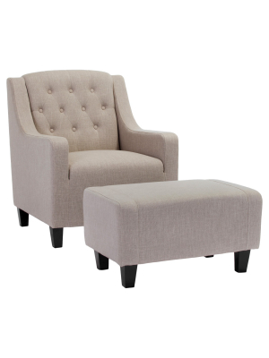 Elaine Tufted Fabric Chair And Ottoman - Christopher Knight Home