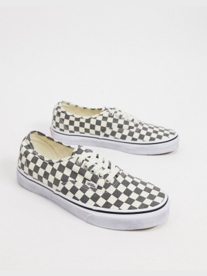 Vans Authentic Checkerboard Sneakers In Washed Black/white