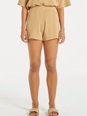 Signature Rib Knit Short - Tan