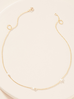 Victoria Six 14k Gold Pearl Trio Choker Necklace