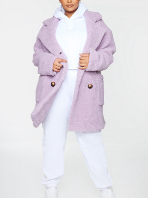 Plus Dusty Lilac Borg Midi Coat