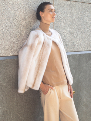 The Natalie Collarless Mink Jacket