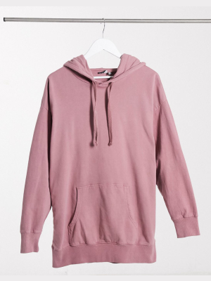 Asos Design Oversized Panelled Hoodie In Washed Pink