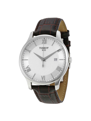 Tissot Tradition Silver Dial Brown Leather Men's Watch T063.610.16.038.00