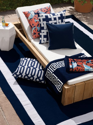 Solid Border Indoor/outdoor Rug, Navy