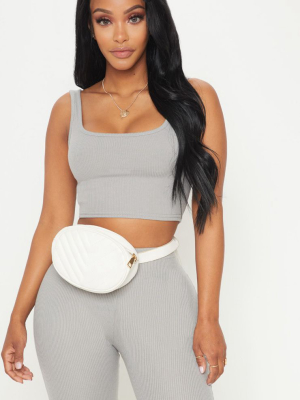 Shape Charcoal Ribbed Scoop Neck Crop Top