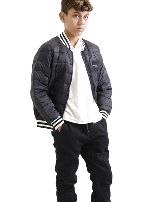 Boy's Down Blend Quilted Bomber Jacket