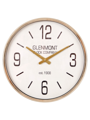 16" Glenmont Metallic Wall Clock Gold - Patton Wall Decor