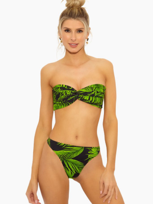 Johnny D Bra Bandeau Bikini Top -  Green Palm Leaf Print