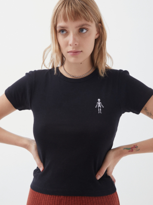 Embroidered Skeleton Baby Tee