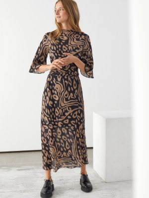 Belted Midi Print Dress