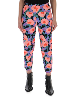 Issey Miyake Floral Print Cropped Pants