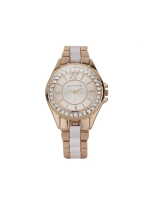 Ladies Watch Round Face (rose) Clear Stones