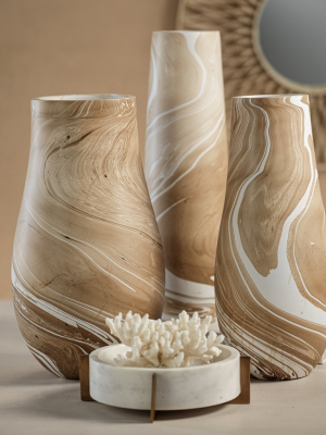 Natural Latte Mango Wood Marbleized Vase