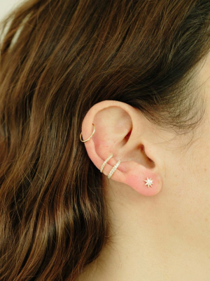 Twin Tusk Ear Cuff With Double Line Pavé White Diamonds